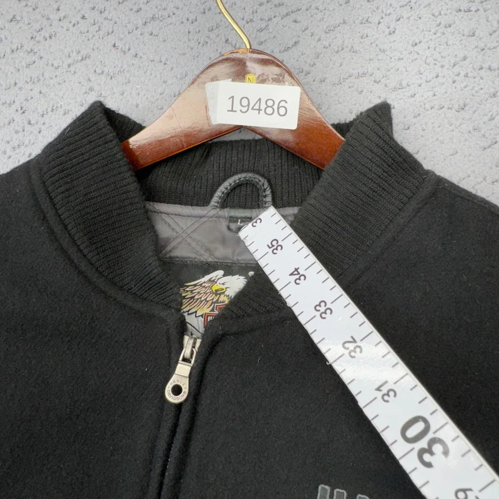 Vintage Harley Davidson Jacket Mens Large Wool Leather Sleeve Bomber Varsity 00s